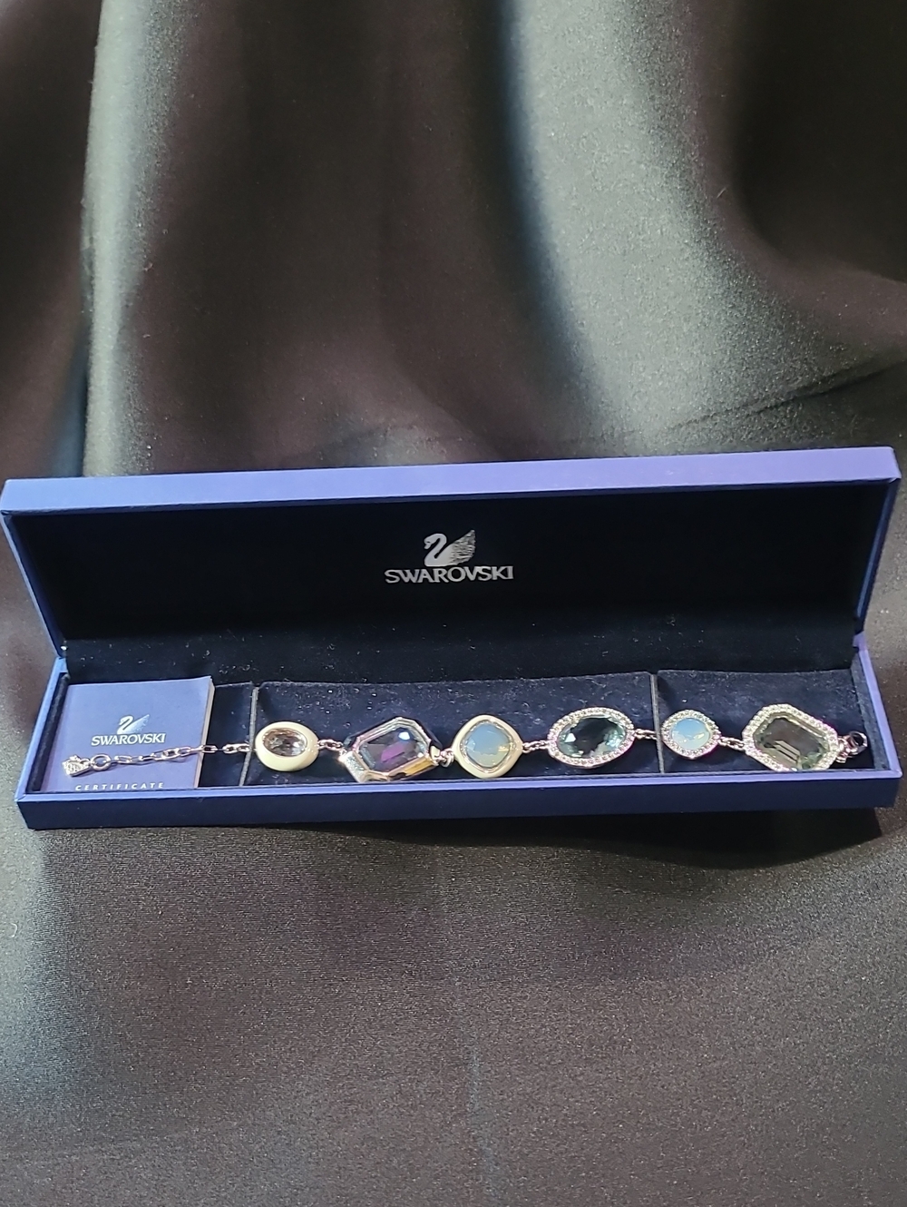 Retired Swarovski Meteor Light Multicolor Bracelet,  1066379 Rhodium Plated NWT